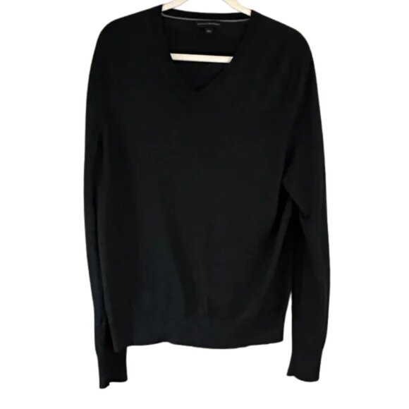 Banana Republic Silk & Cashmere Men's Black V-Neck Sweater